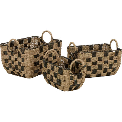 Raymond Baskets (Set of 3) by HedgeApple Essentials in natural, dark natural. Made from seagrass, metal in a unique style.