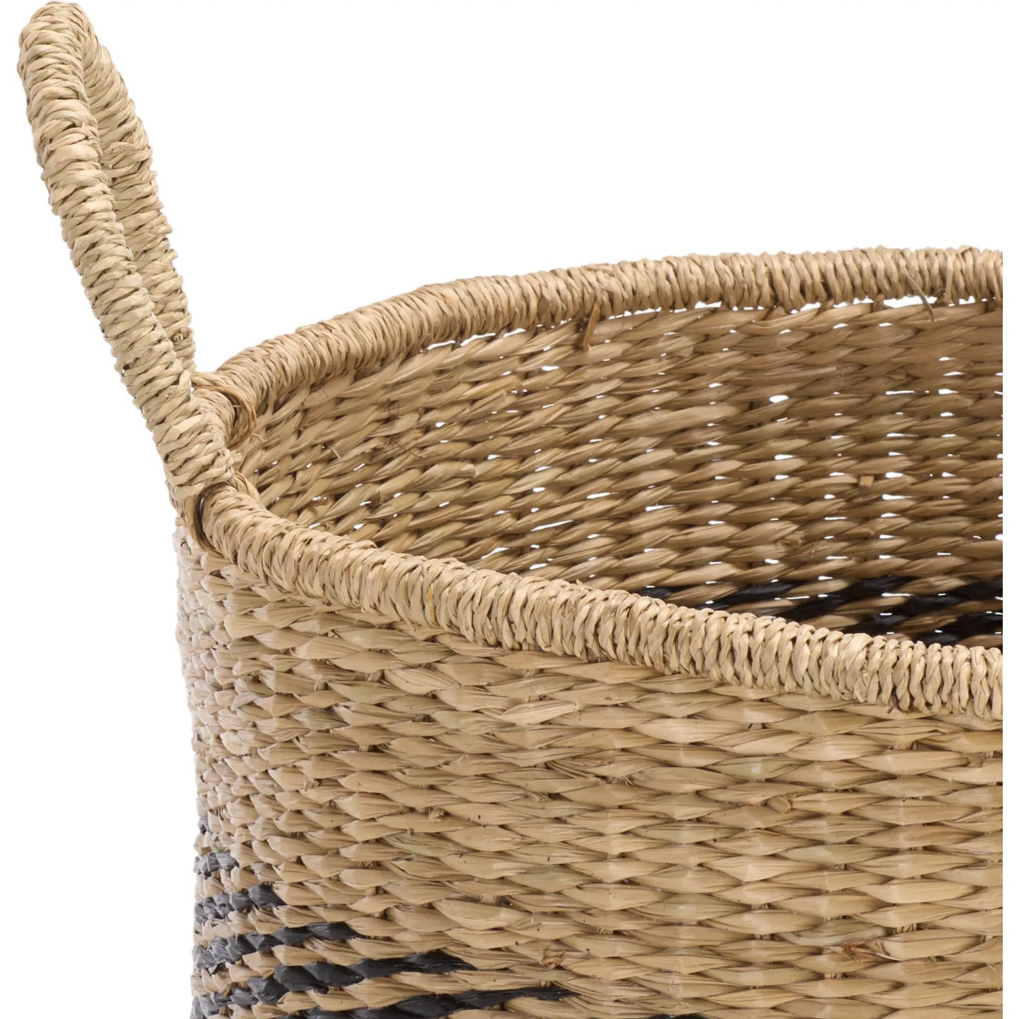 006 SI-2630229 | Closeup | Michigan Baskets (Set of 3) by HedgeApple Essentials in natural, black. Made from seagrass in a unique style.
