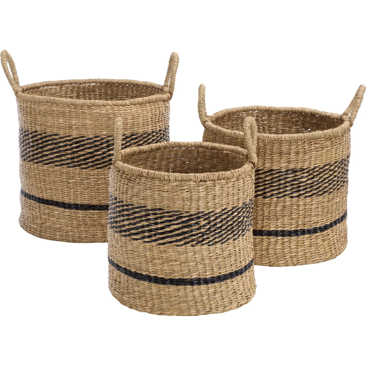 000 SI-2630229 | Primary Silo | Michigan Baskets (Set of 3) by HedgeApple Essentials in natural, black. Made from seagrass in a unique style.