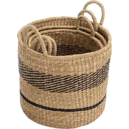 Michigan Baskets (Set of 3) by HedgeApple Essentials in natural, black. Made from seagrass in a unique style.