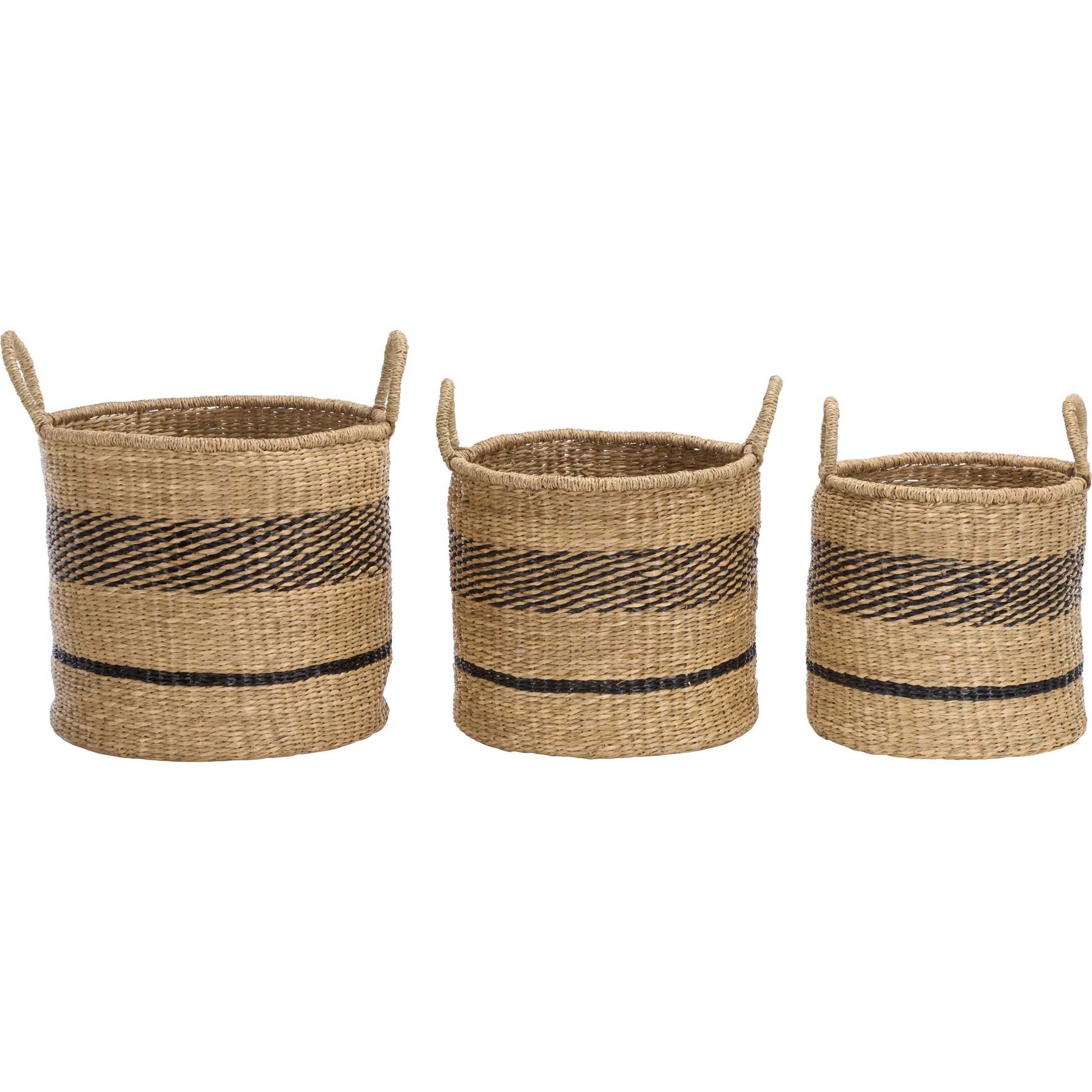 Michigan Baskets (Set of 3) by HedgeApple Essentials in natural, black. Made from seagrass in a unique style.