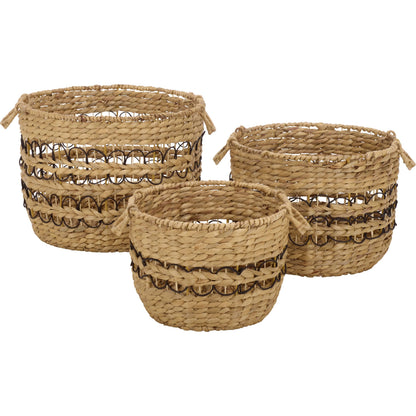Sampson Baskets (Set of 3) by HedgeApple Essentials in natural, black. Made from metal in a unique style.