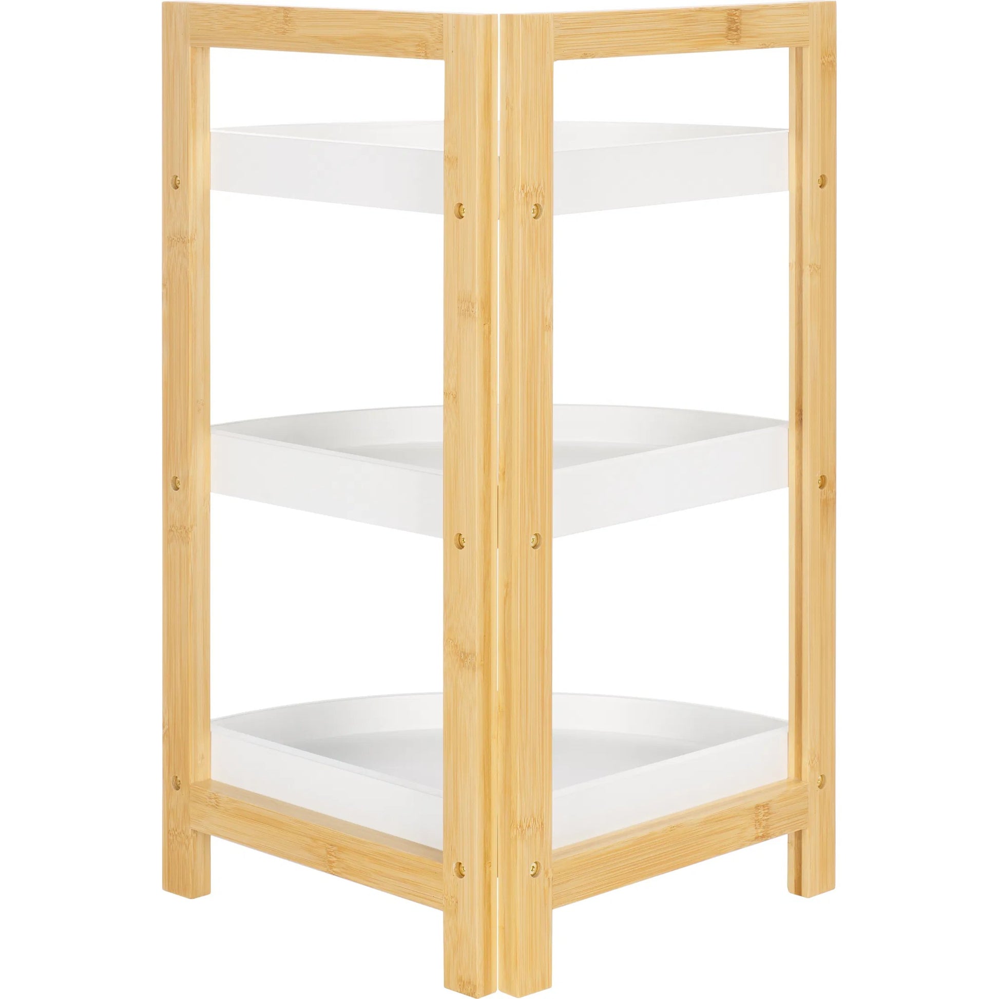 Adler 3 Tier Corner Shelf by Safavieh in white, natural bamboo. Made from unique in a unique style.