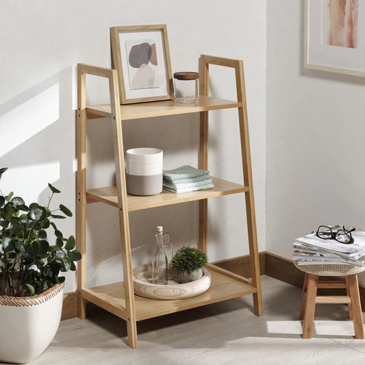 Alucard 3 Tier Shelf by Safavieh in natural bamboo. Made from bamboo in a modern style.