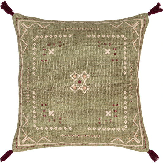 Stine Pillow - 31819 by Livabliss in dusty sage, olive. Made from 88% wool, 12% polyester, 100% cotton in a eclectic & global style.