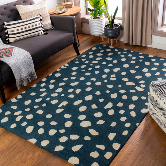 Stella Rug - 15957 by Surya in deep teal, beige. Made from 100% wool in a unique style.