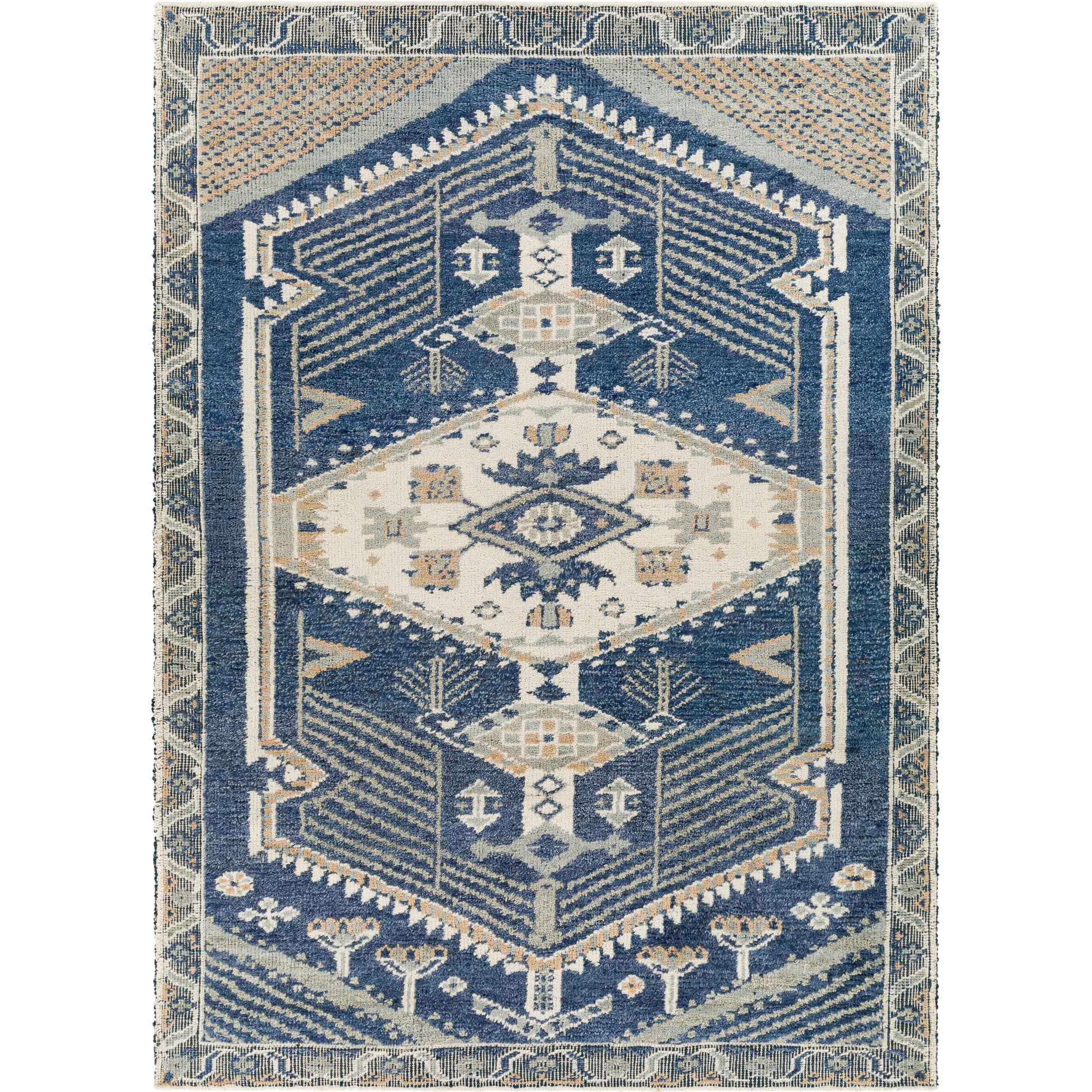 St Moritz Rug - 26656 by Surya in blue, light beige, light sage, cream. Made from 100% wool in a unique style.