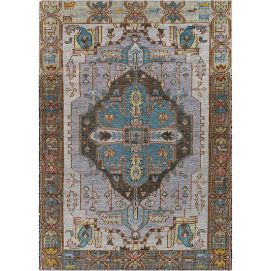 St Moritz Rug - 26659 by Surya in blue, brown, dusty pink, burnt orange, light sage, black. Made from 100% wool in a unique style.