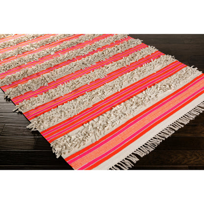 Steps STP-9000 Indoor/Outdoor Rug by Surya in seafoam, pink, yellow, orange, rust, mauve. Made from 34% felted wool, 33% acrylic, 33% cotton in a unique style.