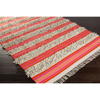 Steps STP-9000 Indoor/Outdoor Rug by Surya in seafoam, pink, yellow, orange, rust, mauve. Made from 34% felted wool, 33% acrylic, 33% cotton in a unique style.