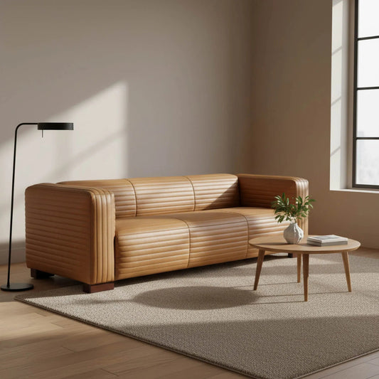 Strata Sofa by LH Imports in latte and teak oak. Made from unique in a traditional style.