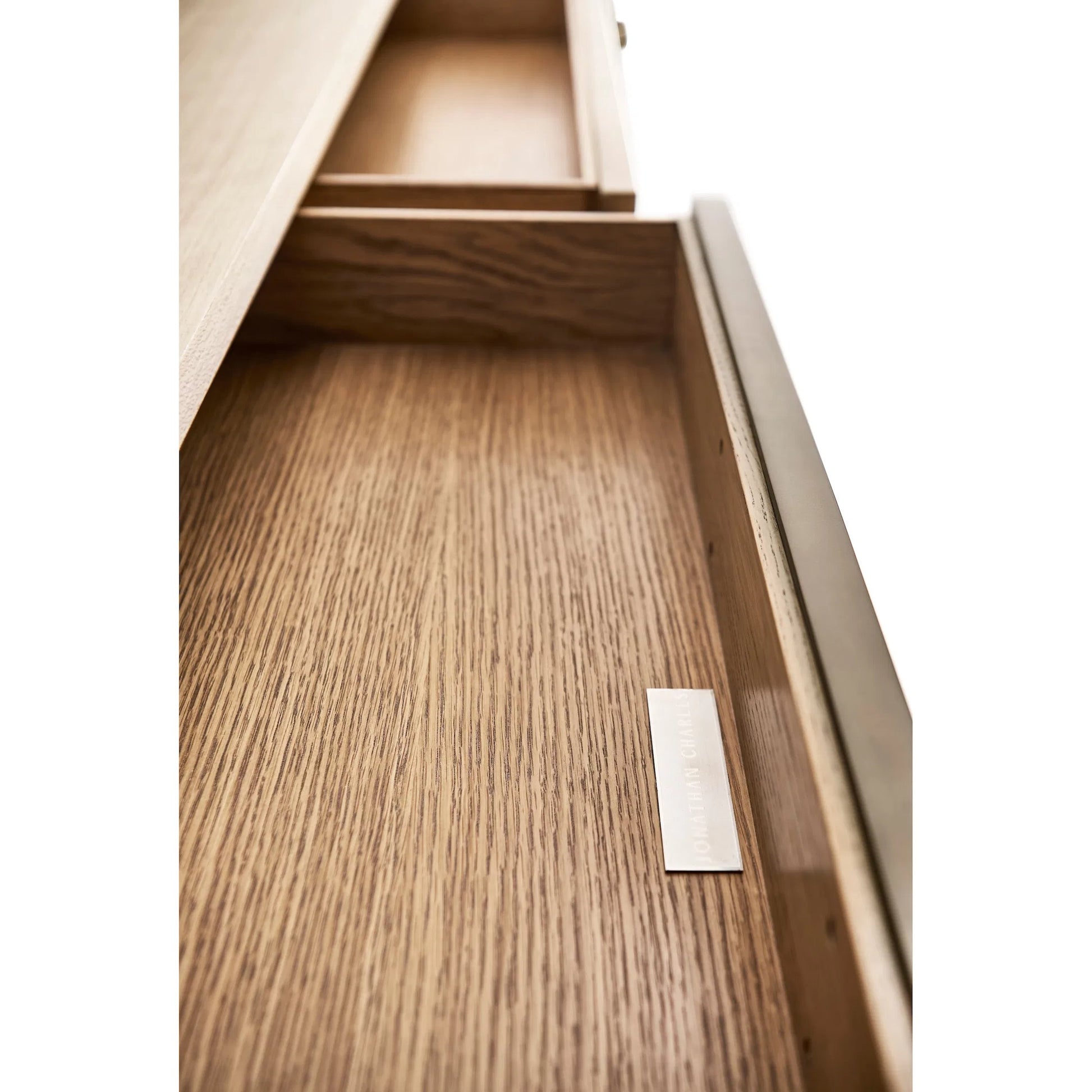 Tideline Console Table by Jonathan Charles in natural dyed koto. Made from main koto veneer in a unique style.
