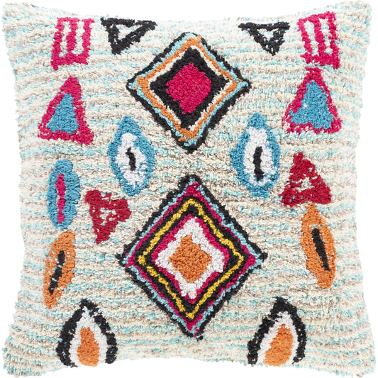Settat Pillow - 26539 by Surya in beige, sky blue, aqua. Made from 60% cotton, 40% polyester, 100% cotton in a eclectic & global style.