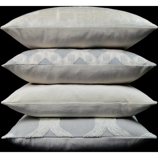 French Twist Pillow by DV Kap Home in dove. Made from 52% cotton, 48% polyester in a unique style.