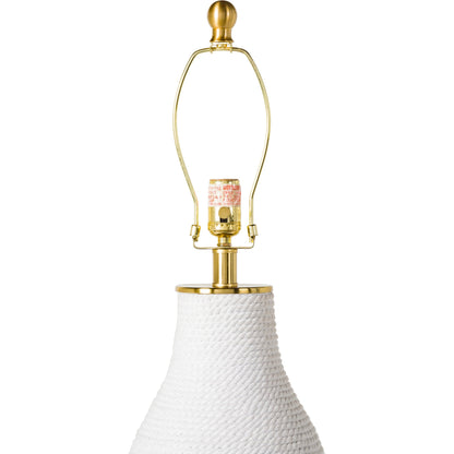 Steve - 32544 by Surya in body: white, gold, base: metallic - brass, shade (outside): yellow, shade (inside): white, finial: metallic - brass, harp: metallic - brass, cord: translucent and platedtexturedplated. Made from 