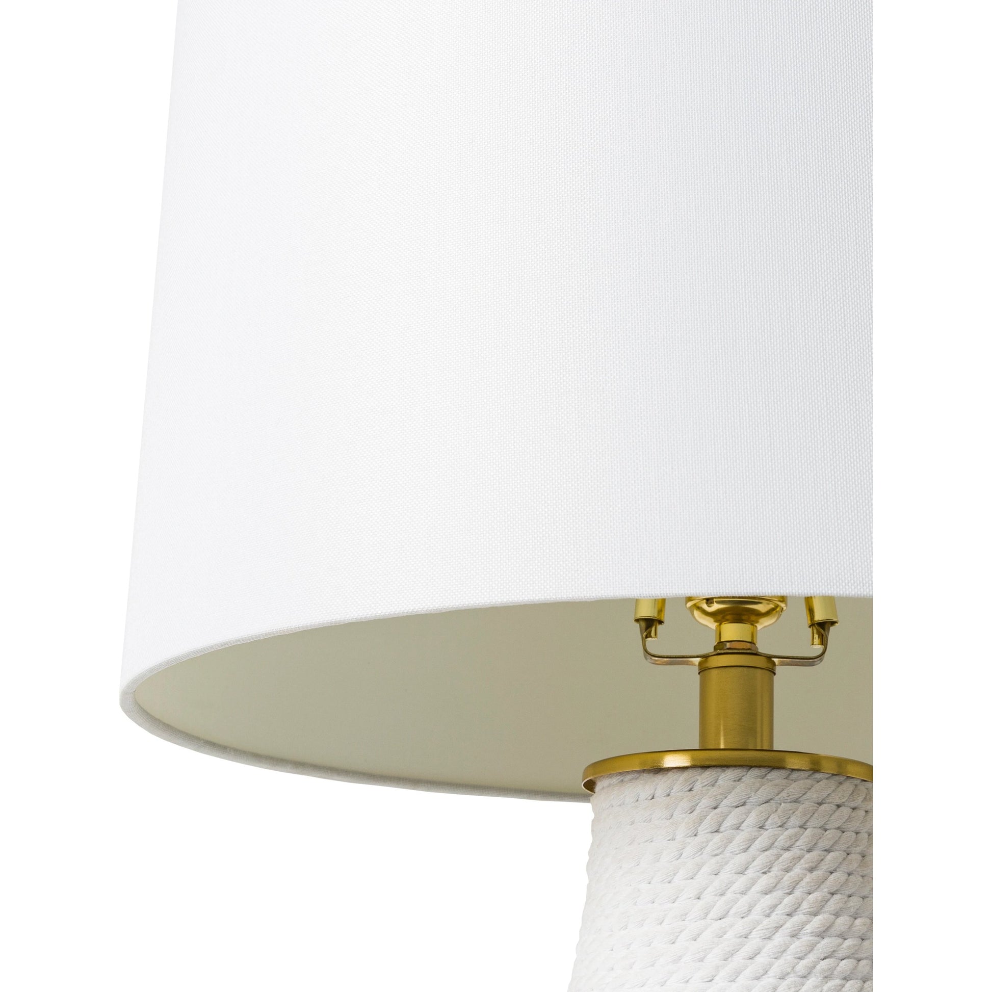 Steve - 32544 by Surya in body: white, gold, base: metallic - brass, shade (outside): yellow, shade (inside): white, finial: metallic - brass, harp: metallic - brass, cord: translucent and platedtexturedplated. Made from 