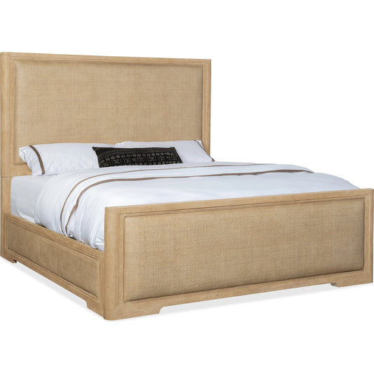 Retreat Cane Panel Bed by Hooker Furniture in dune. Made from wood, cane in a cottage & farmhouse style.