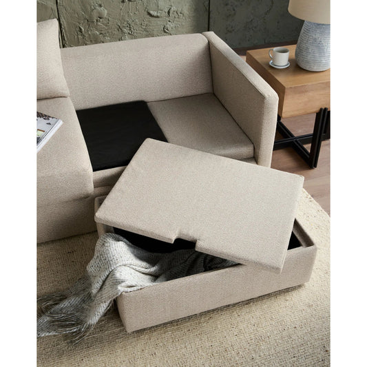 Sukhi Sectional by Surya in light beige. Made from polyester, polyurethane foam in a unique style.