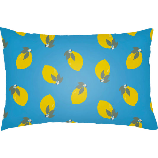 Summer Pillow by Livabliss in blue grey, pearl, brass. Made from front: 100% polyester, back: 100% polyester, fill: polyester, polyfill in a modern style.