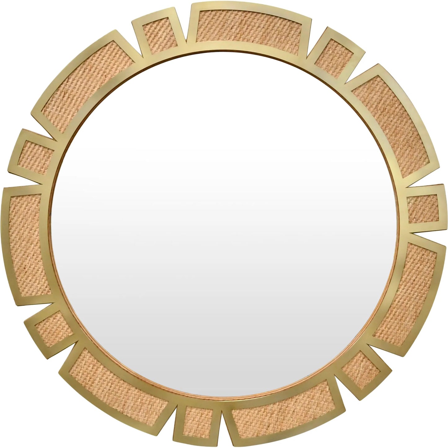 001 SI-2461349 | Primary Silo | Sunday Round Suburst Mirror by Worlds Away in brown. Made from rattan in a transitional style.