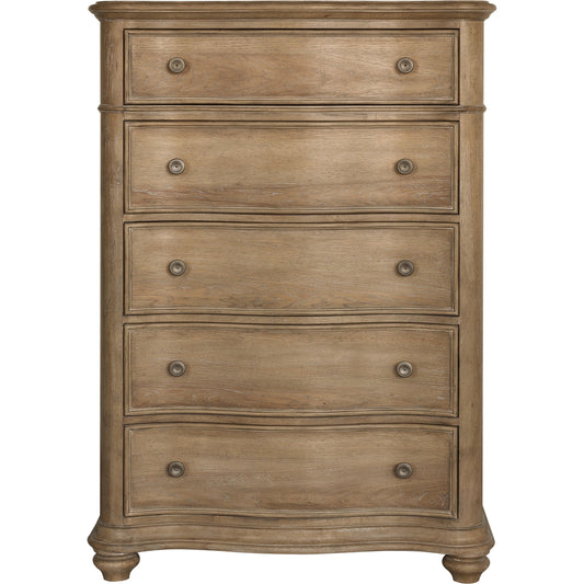 Weston Hills Chest by Pulaski Furniture in flax seed. Made from hardwood solids, hickory veneers in a traditional style.