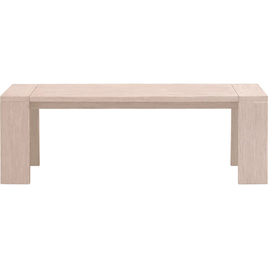 Sur Bench by Essentials For Living in washed ever teak. Made from solid teak wood in a transitional style.