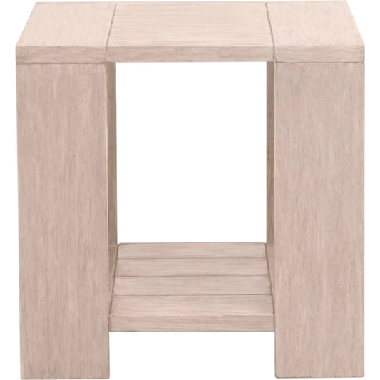 Sur End Table by Essentials For Living in washed ever teak. Made from solid teak wood in a transitional style.