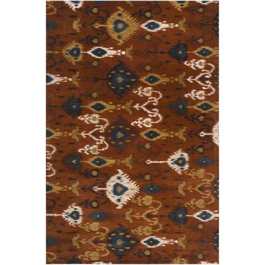 Surroundings Rug - 354 by Surya in white, light brown, brown, dark green, mustard. Made from 100% wool in a unique style.