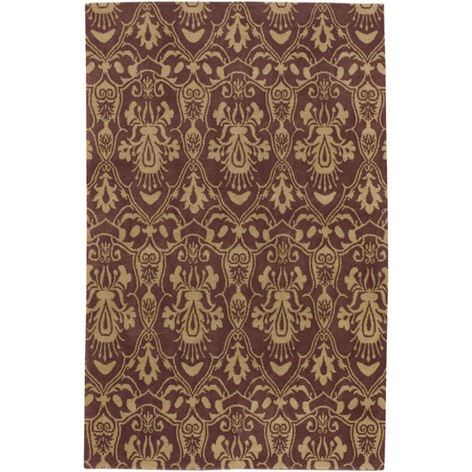 Lhotse Rug - 87 by Surya in wine golden tan. Made from 100% hand carded new zealand wool in a unique style.