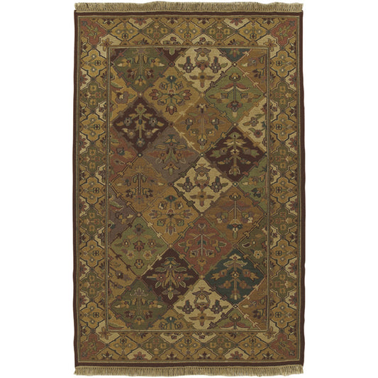 Soumek Rug - 11453 by Surya in moss green multi. Made from 100% semi-worsted new zealand wool in a unique style.