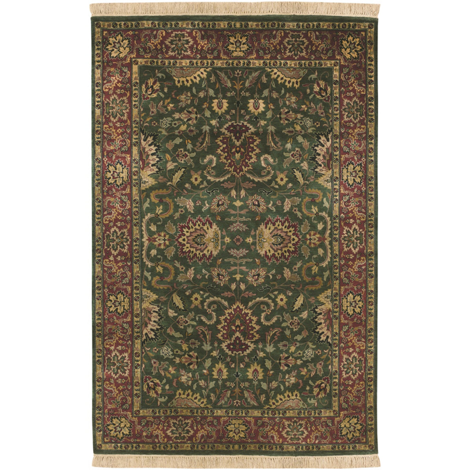 Taj Mahal Rug - 12139 by Surya in burgundy, green. Made from 100% semi-worsted new zealand wool in a unique style.