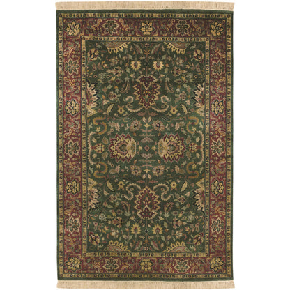 Taj Mahal Rug - 12139 by Surya in burgundy, green. Made from 100% semi-worsted new zealand wool in a unique style.