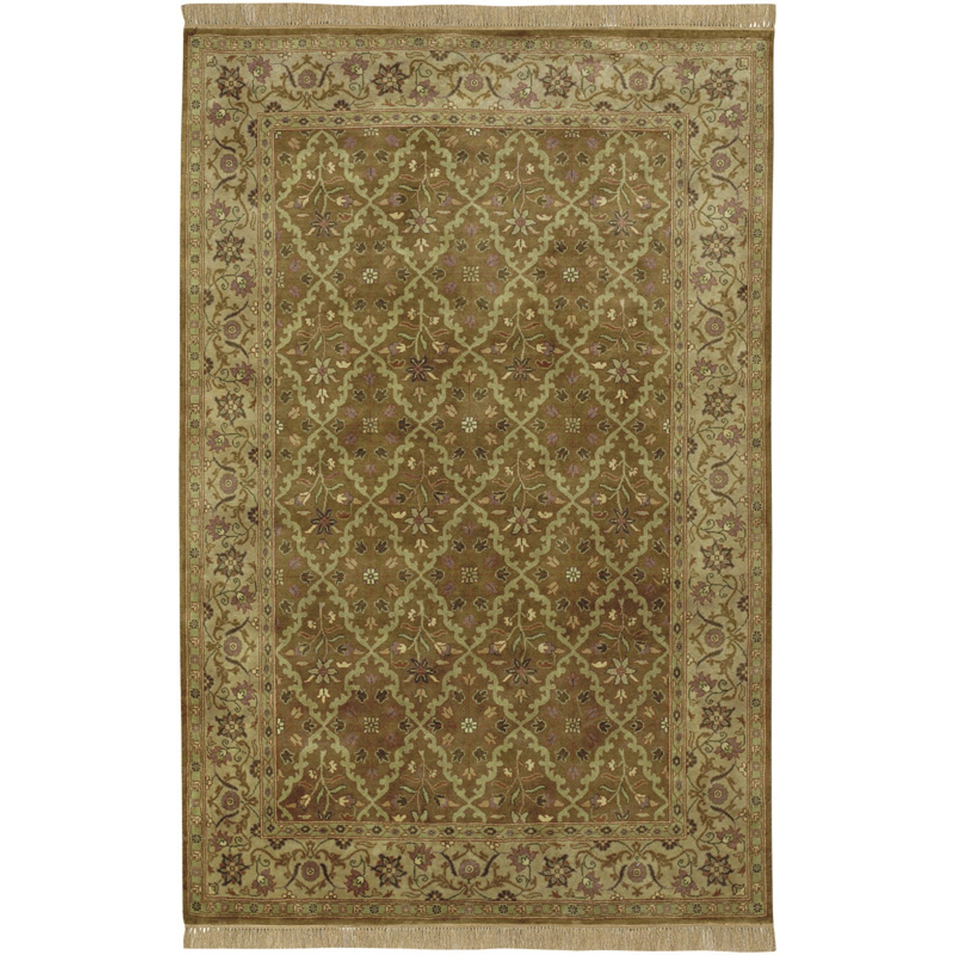 Taj Mahal Rug - 12142 by Surya in green, tan, brown. Made from 100% semi-worsted new zealand wool in a unique style.