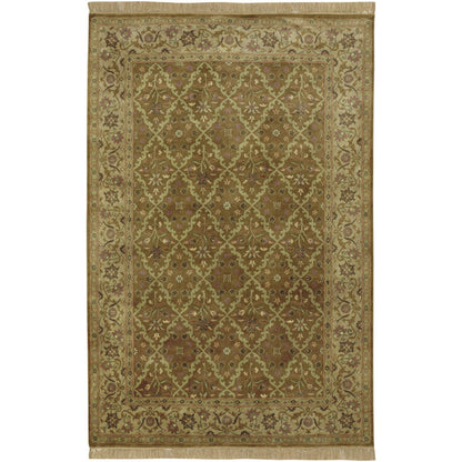 Taj Mahal Rug - 12142 by Surya in green, tan, brown. Made from 100% semi-worsted new zealand wool in a unique style.