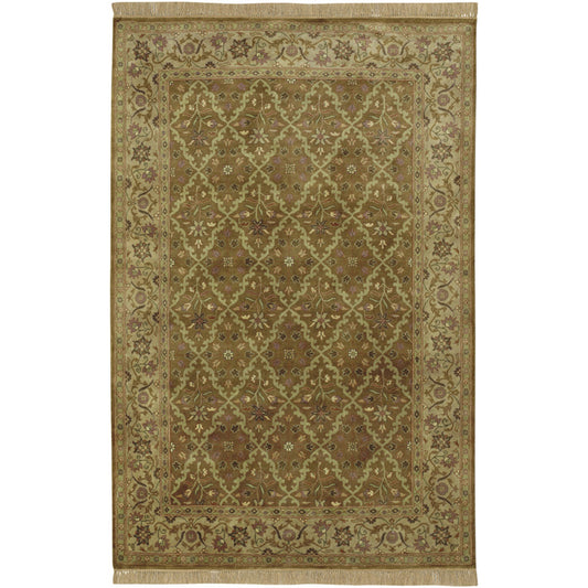 Taj Mahal Rug - 12142 by Surya in dard mustard, green. Made from 100% semi-worsted new zealand wool in a unique style.