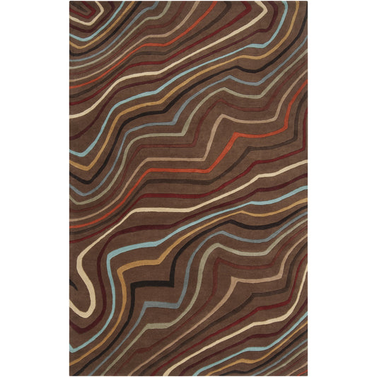 Forum Rug - 262 by Surya in rust, tan, burgandy, dark brown, seafoam. Made from 100% wool in a unique style.