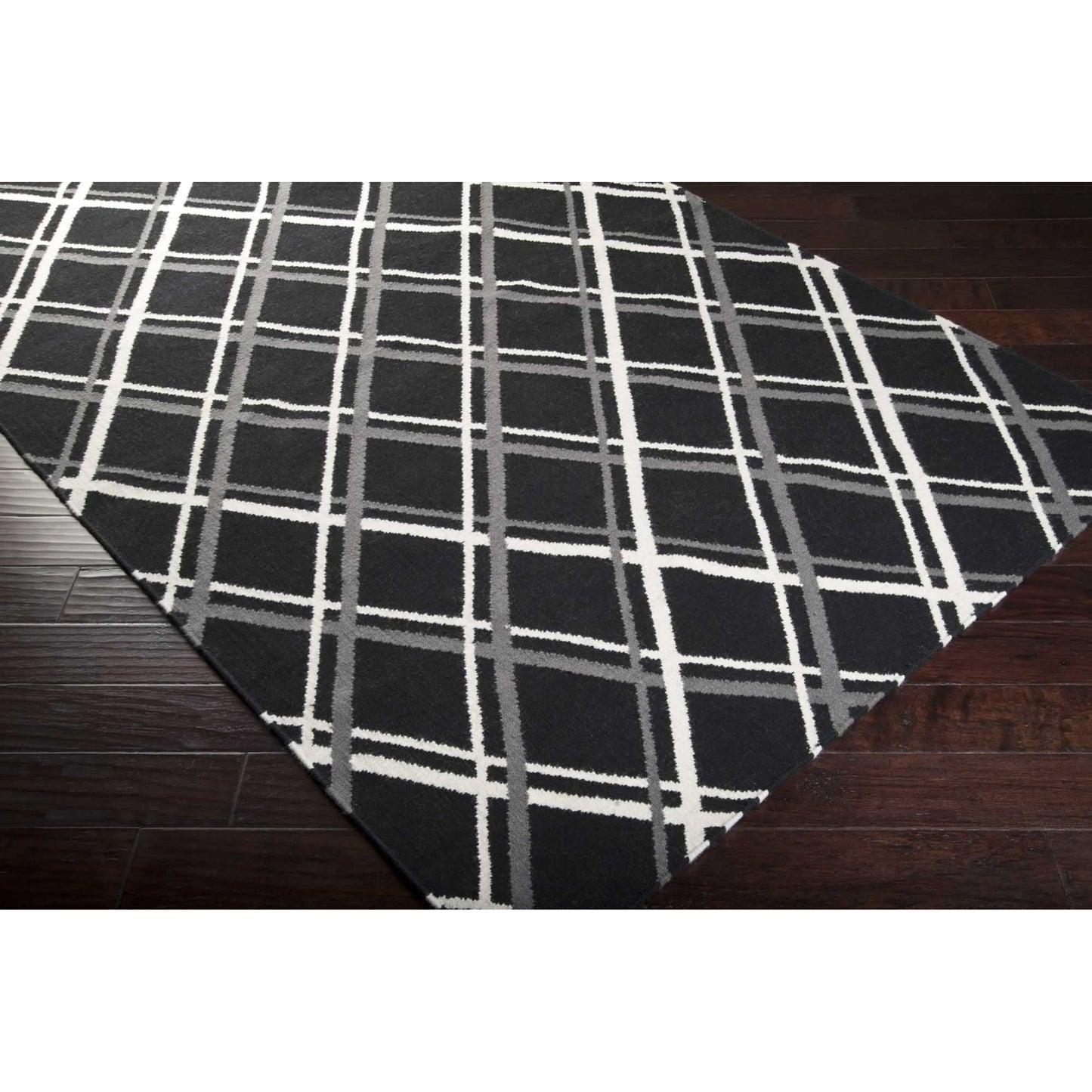 002 31731-3198 | Closeup | Frontier Rug - 1325 by Surya in black, charcoal, light beige. Made from 100% wool in a unique style.