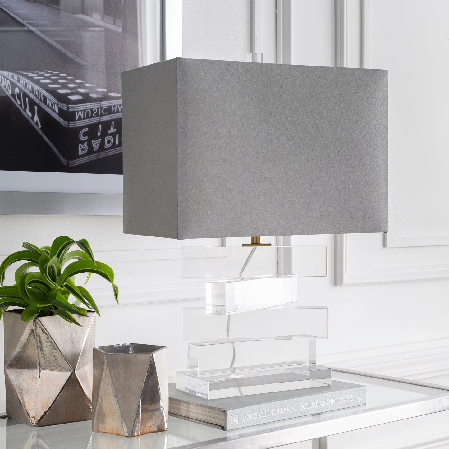 001 S-278867 | Lifestyle | Surrey - 21547 by Surya in metallic brass, clear and translucent. Made from linen, polyester, crystal, metal in a modern style.