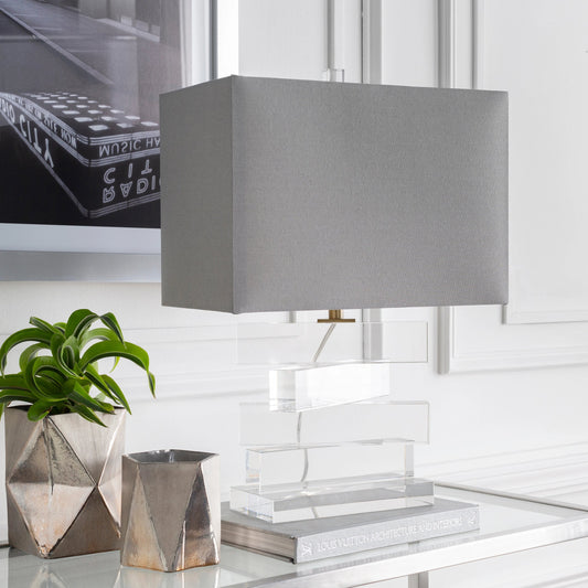 Surrey - 21547 by Surya in medium gray, n/a and translucent. Made from linen, polyester, crystal, metal in a modern style.