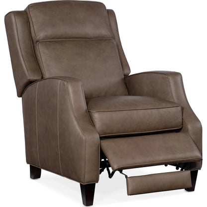 Tricia Manual Push Back Recliner by Hooker Furniture in aspen lenado. Made from leather, aspen lenado (finished top grain) in a traditional style.