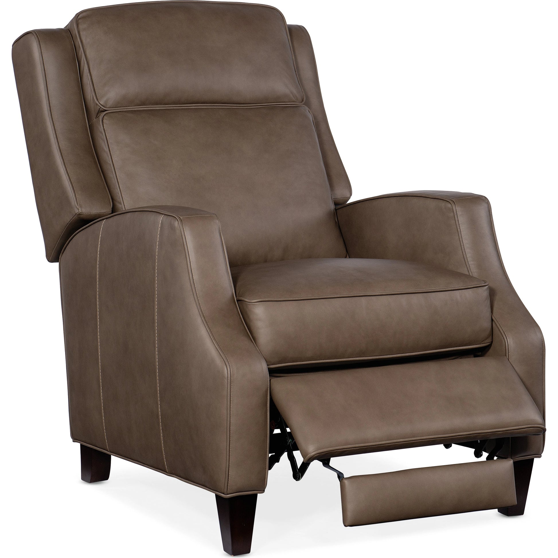 Tricia Manual Push Back Recliner by Hooker Furniture in aspen lenado. Made from leather, aspen lenado (finished top grain) in a traditional style.