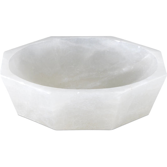Waystone Bowl by Currey and Company in white. Made from alabaster in a unique style.