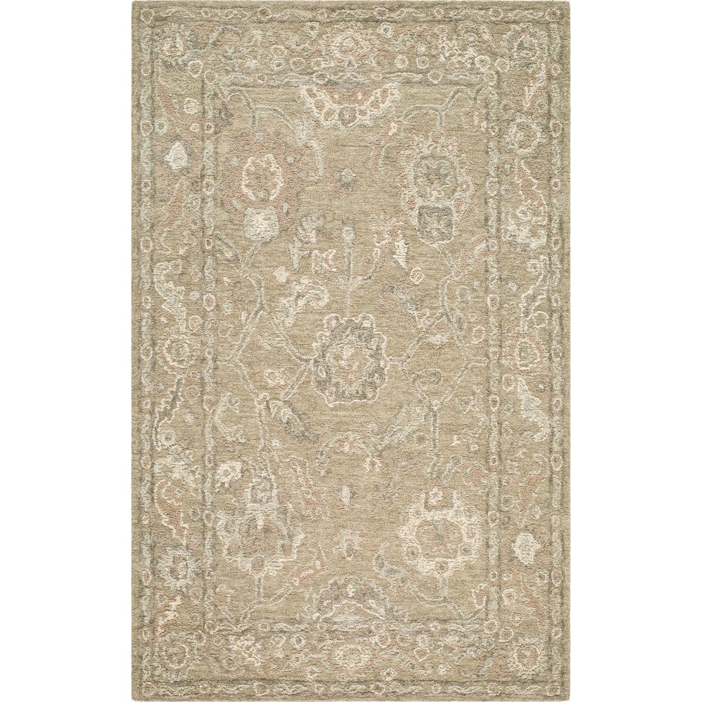 000 SI-2632482,SI-2632483,SI-2632484 | Primary Silo | Shiv Classics SVC-2300 Rug by Livabliss in taupe, sage, ivory, dusty rose, slate gray. Made from wool in a unique style.
