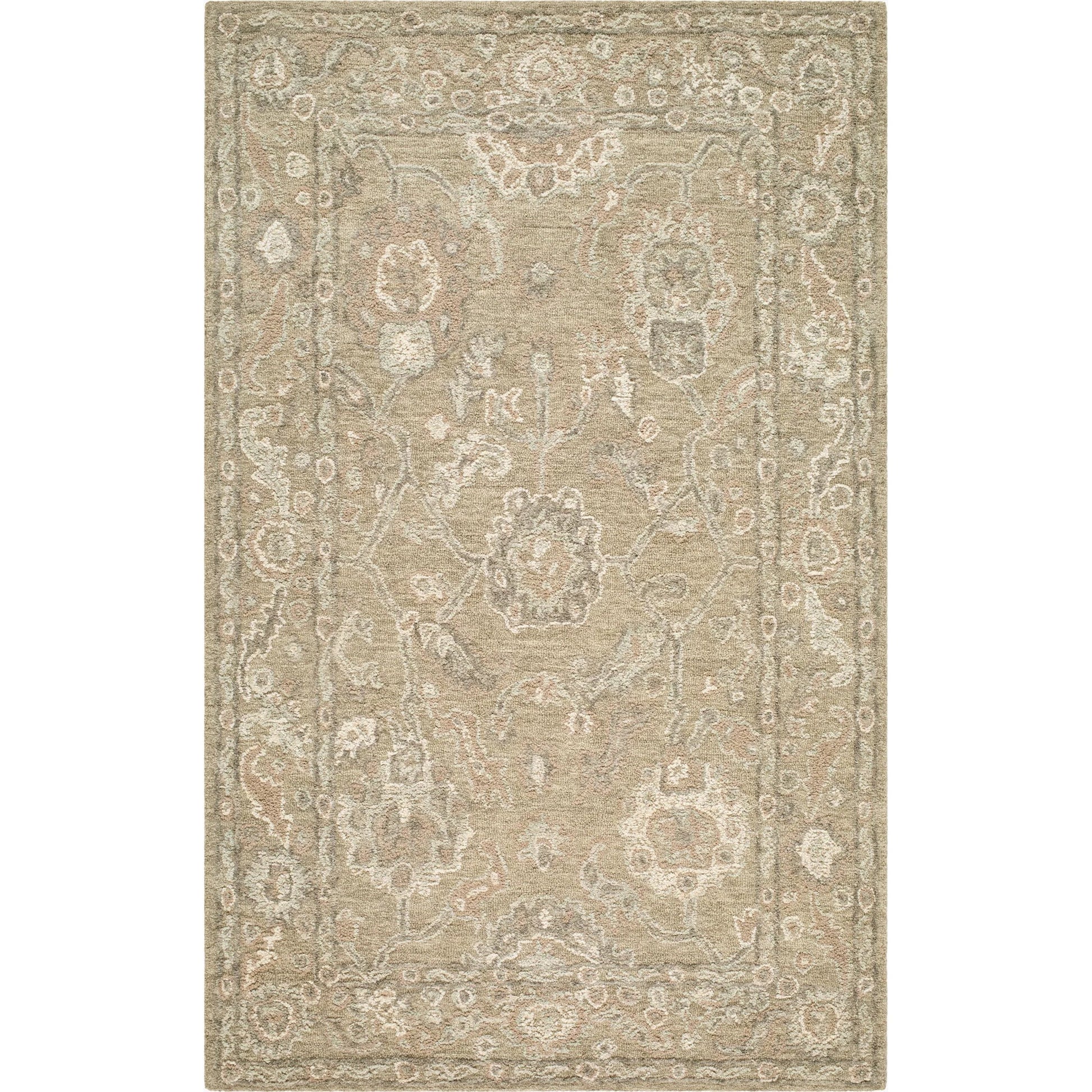 Shiv Classics SVC-2300 Rug by Livabliss in taupe, sage, ivory, dusty rose, slate gray. Made from wool in a unique style.