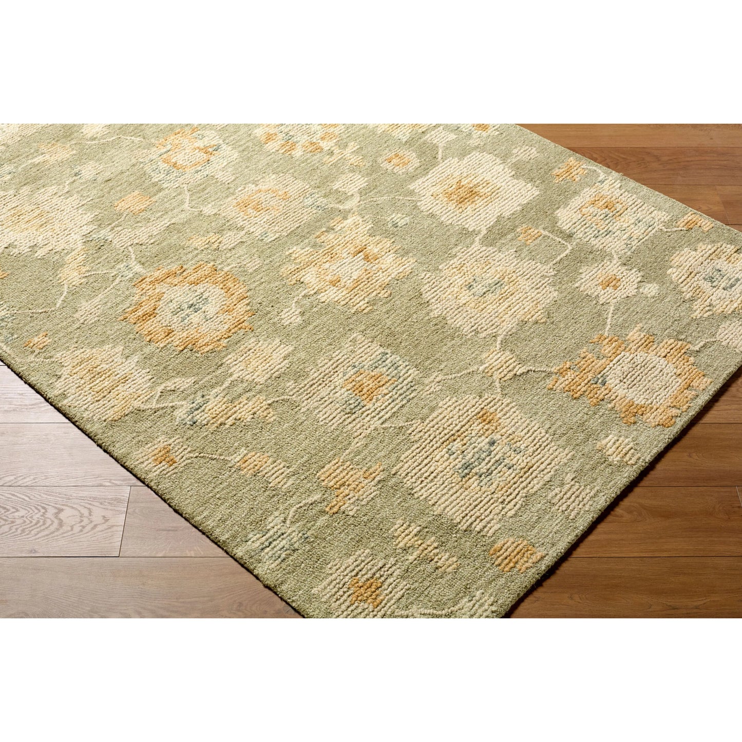 001 SI-2530713,SI-2530714,SI-2530715,SI-2530716 | Closeup | Shiv Classics SVC-2313 Rug by Livabliss in sage, cream, apricot, sky blue. Made from wool in a unique style.