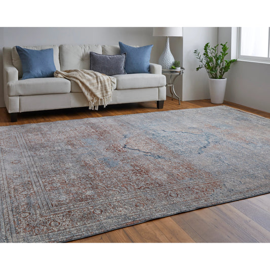 Marquette Transitional Rug - 39GVF by Feizy in blue, red, gray. Made from unique in a unique style.
