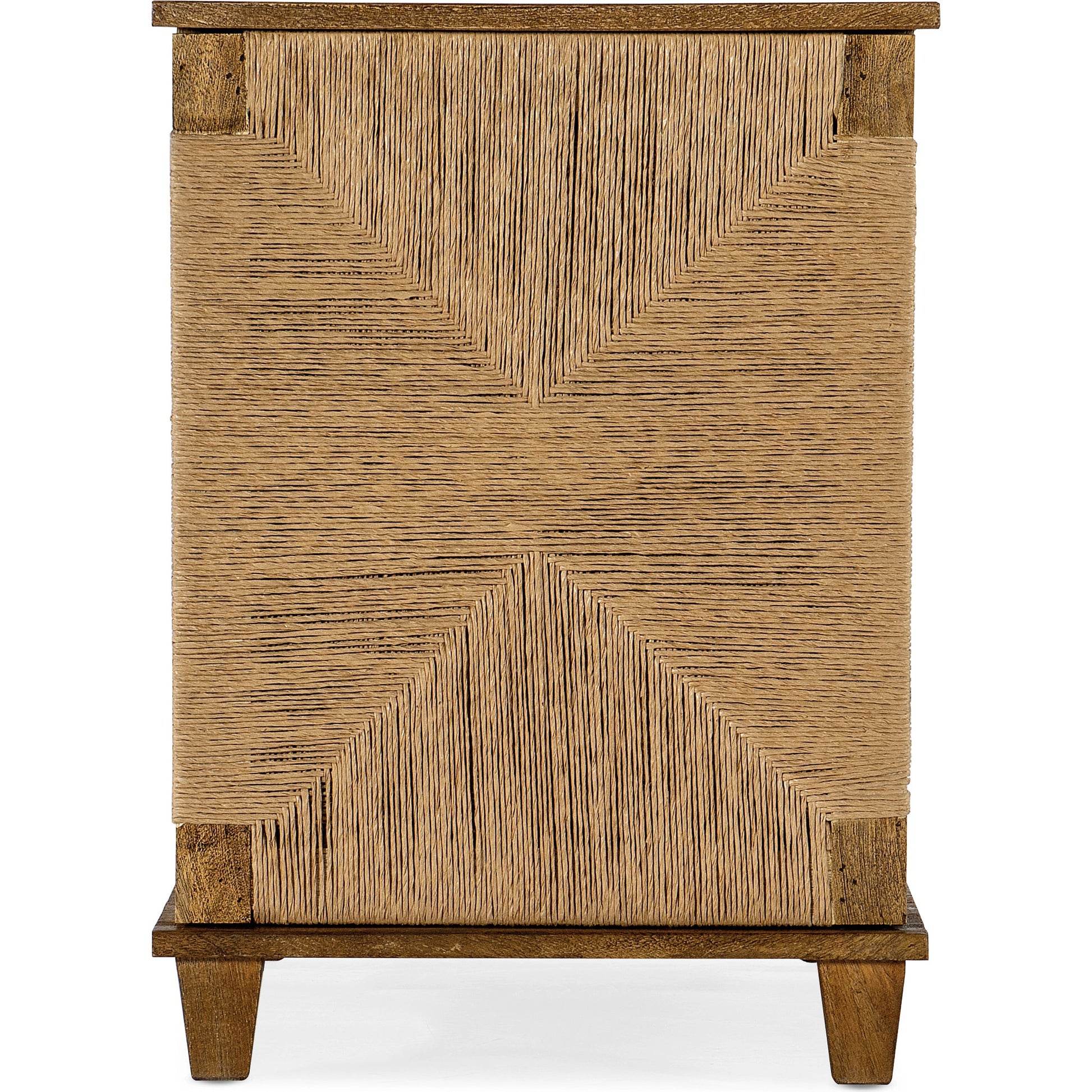 Commerce & Market Roped Accent Chest by Hooker Furniture in medium natural wood. Made from mango solids, rope in a cottage & farmhouse style.