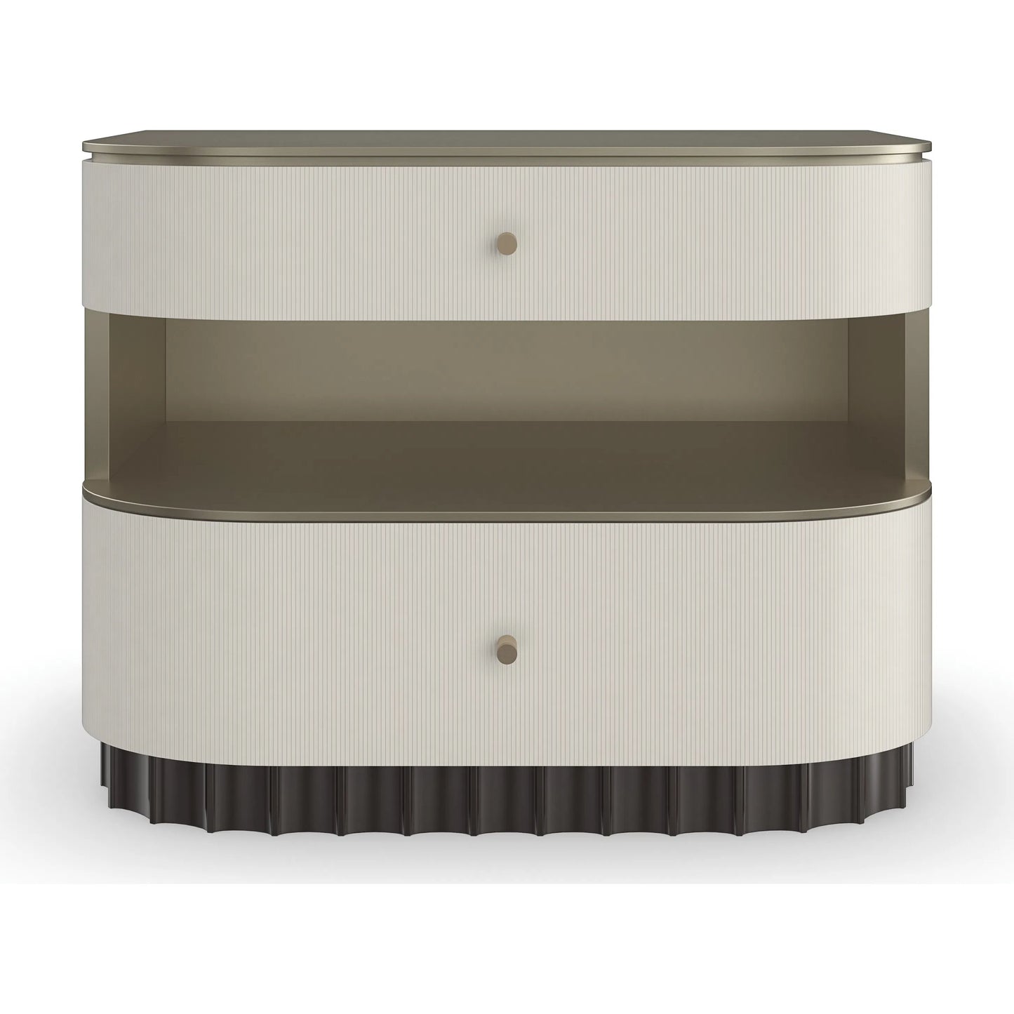 003 SI-2162869 | Additional Silo | Deep Sleep Nightstand by Caracole in ivory, gold, dark chocolate and ivory, dark chocolate, brushed whisper of gold paint. Made from poplar in a modern style.