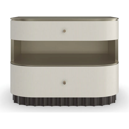 Deep Sleep Nightstand by Caracole in ivory, gold, dark chocolate and ivory, dark chocolate, brushed whisper of gold paint. Made from poplar in a modern style.