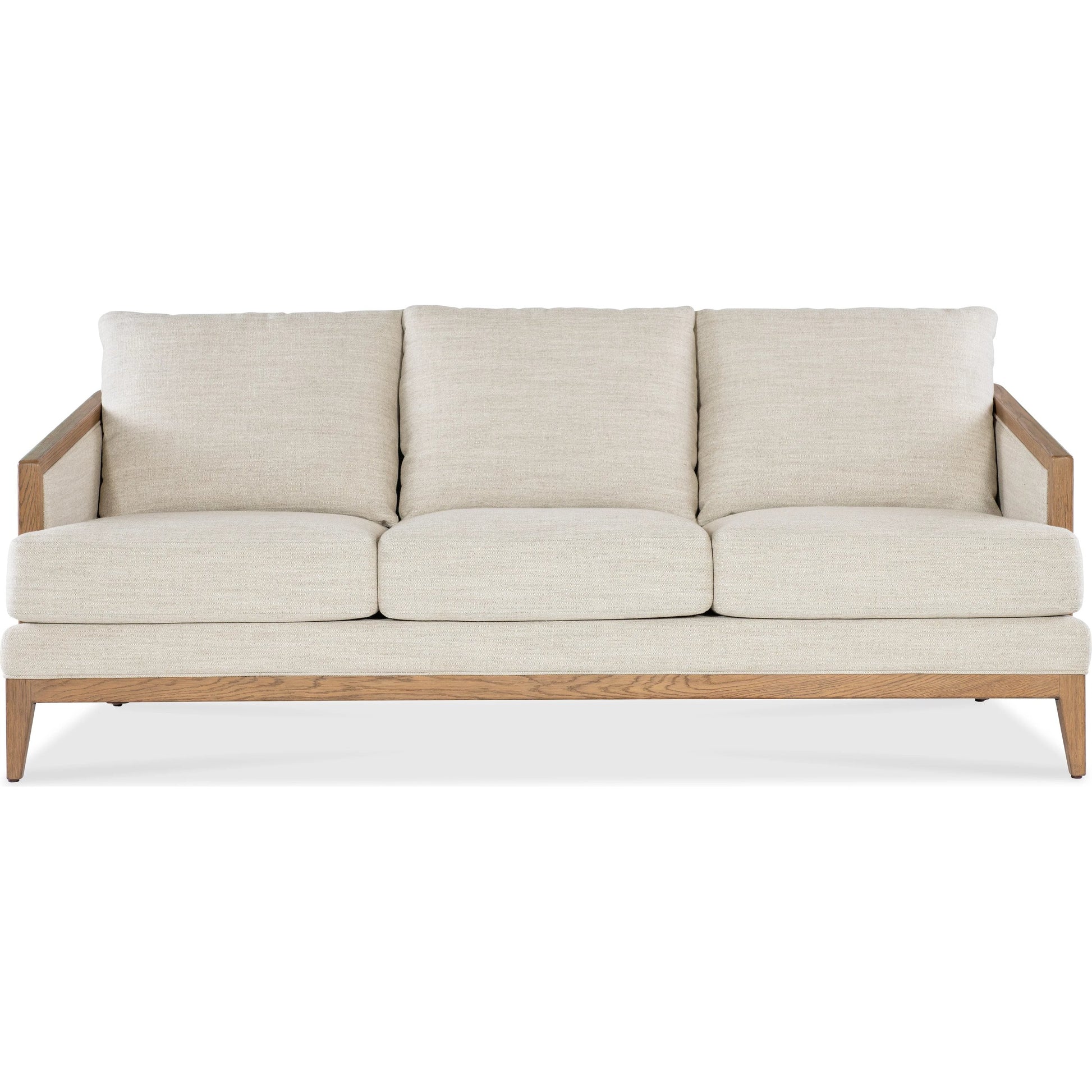 Enveyed Stationary Sofa by Hooker Furniture in classic linen and cashew. Made from fabric in a transitional style.